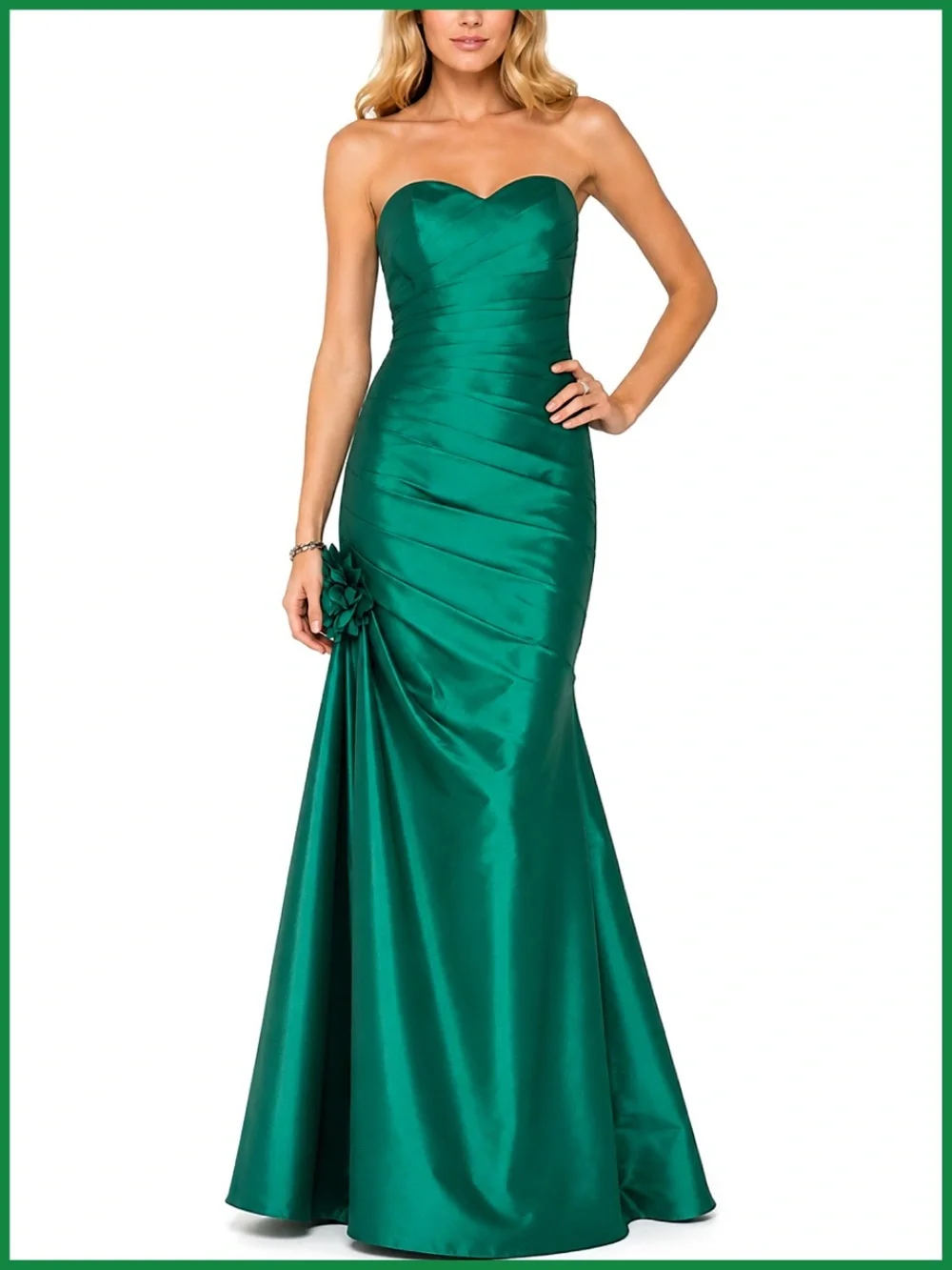 La Femme Emerald Green Strapless Gown Dress